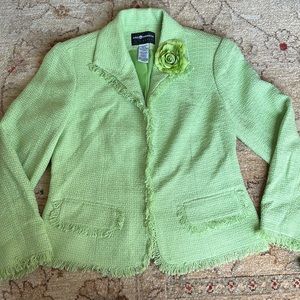 NWT Sag Harbor tweed blazer jacket with removal flower pin
